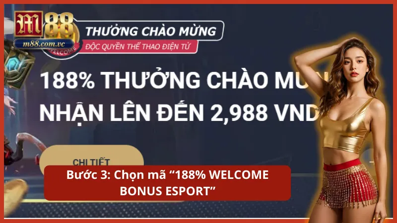 Chọn chính xác mã khuyến mãi Esport tại bước chuyển quỹ.