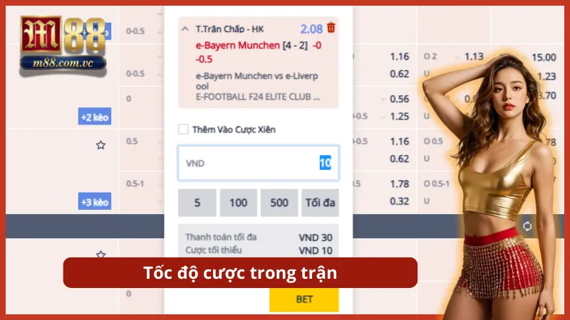 Khả năng khớp lệnh kèo Rung (Running) mượt mà, không lo bị từ chối (Reject) khi bóng đang lăn.
