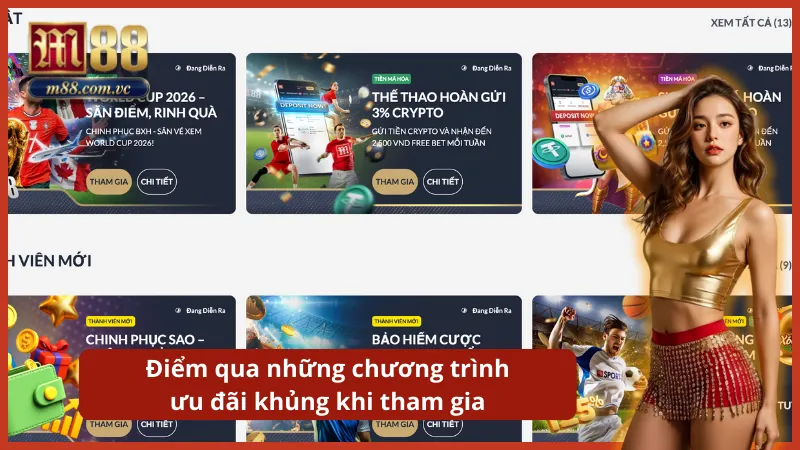 Gia tăng cơ hội chiến thắng nhờ các gói hoàn trả vé cược và thưởng nạp lại.